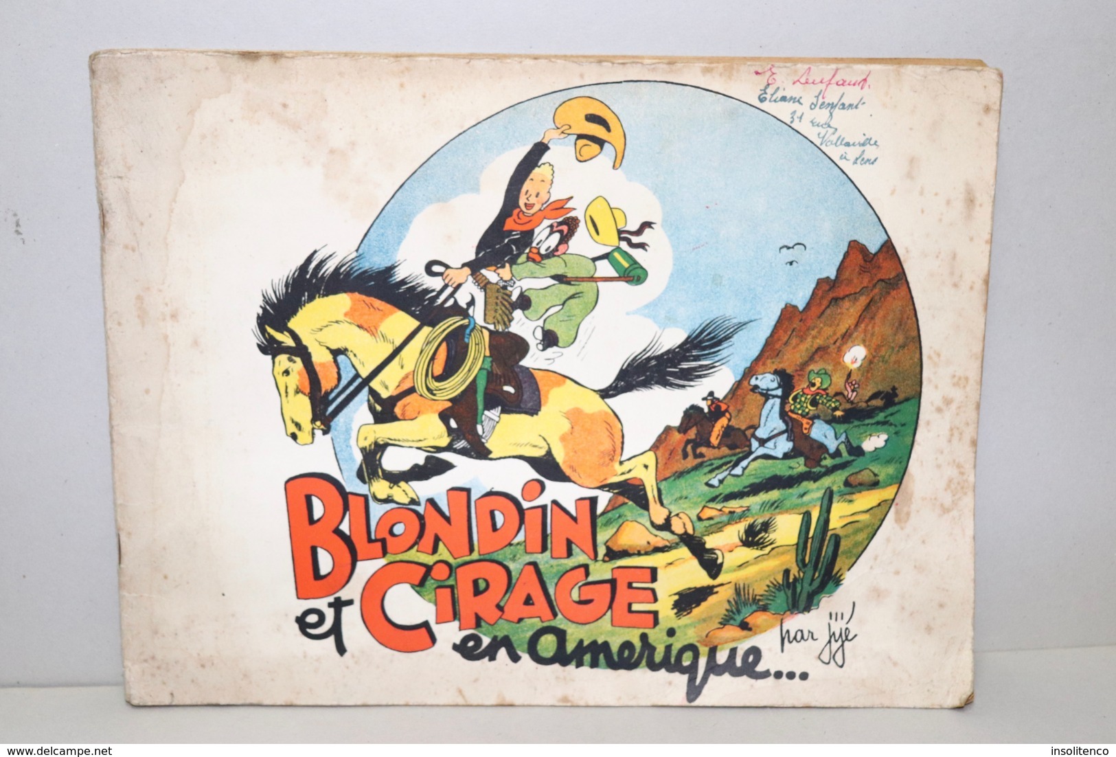 Blondin Et Cirage En Amérique - Jijé - EO - 1942 - Rare édition Aux Aplats Oranges - Bon état - Format à L'italienne - Blondin Et Cirage