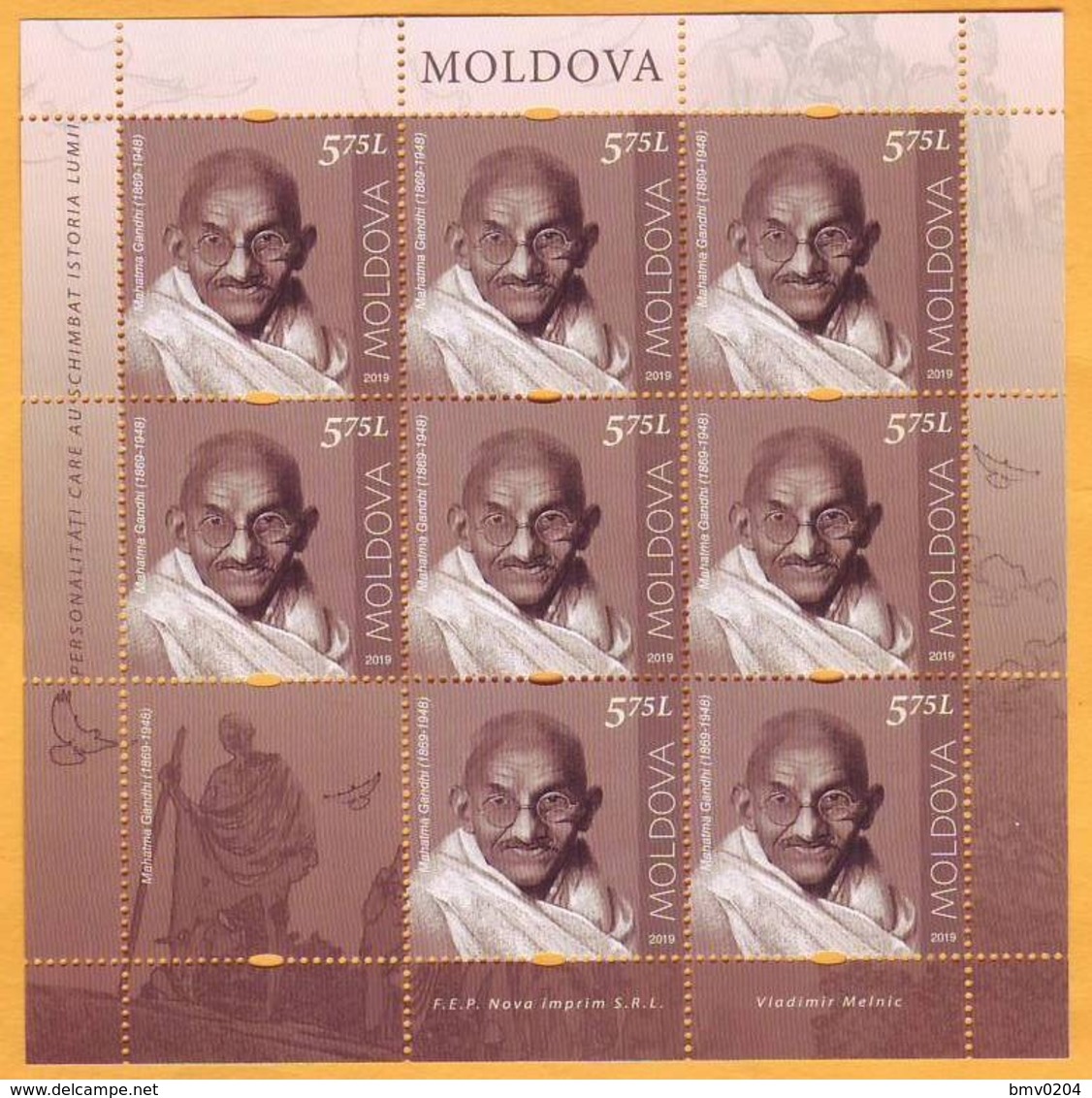 2019 Moldova Moldavie Sheet  Mahatma Gandhi India - Mahatma Gandhi