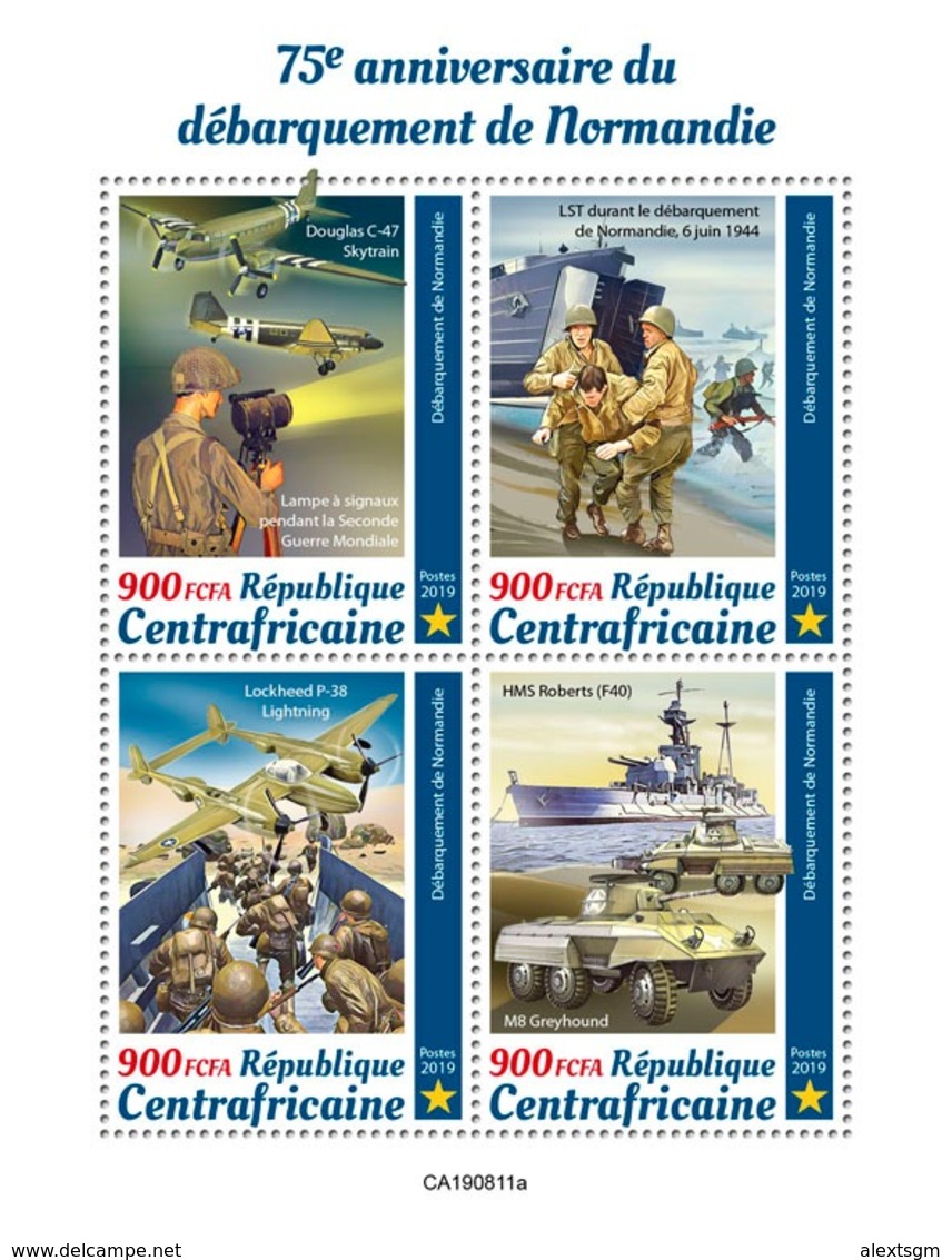 CENTRAL AFRICA 2019 - Normandy Landings, Ship. Official Issue [CA190811a] - Ships