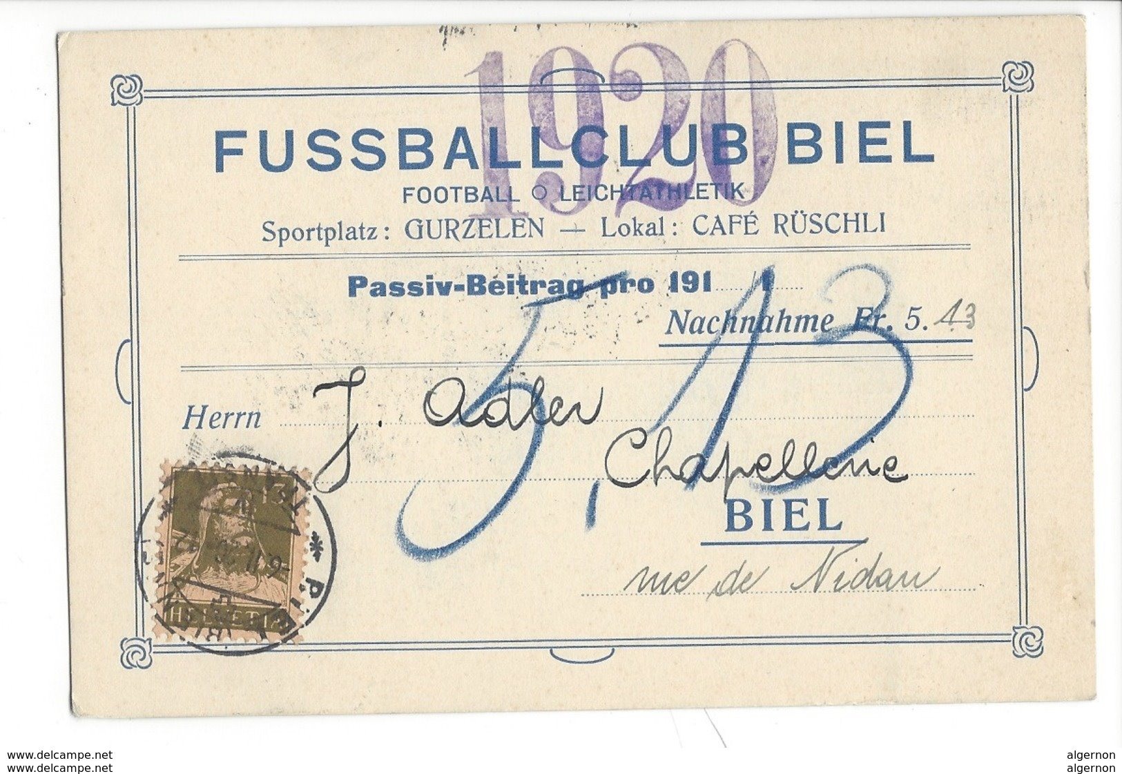 22005 - Biel Fussballclub 1920 - Autres & Non Classés