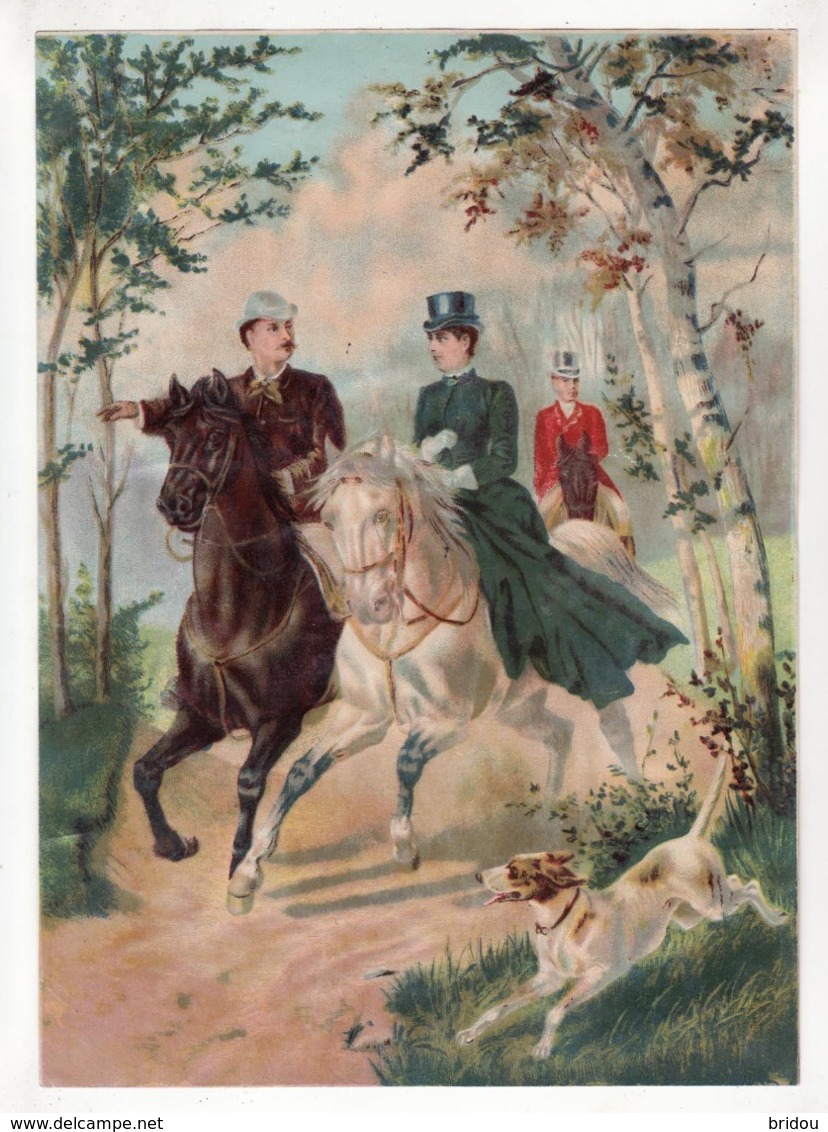 Chromo  Sans Pub    GRAND FORMAT   26.2 X 18.8 Cm    équitation, Chevaux, Chien - Autres & Non Classés