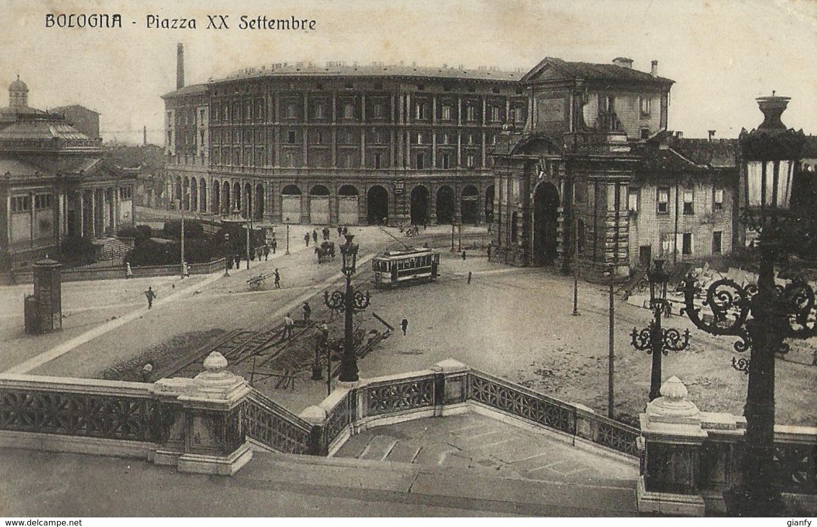 BOLOGNA PIAZZA XX SETTEMBRE 1916 ANIMATA TRAMWAY - Bologna