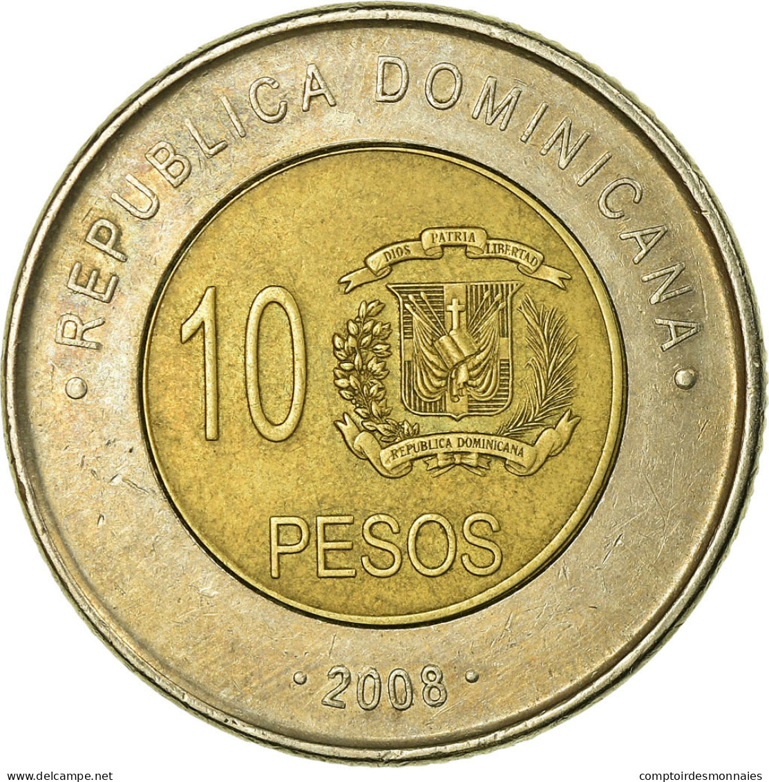 Monnaie, Dominican Republic, 10 Pesos, 2008, TTB, Bi-Metallic, KM:106 - Dominicana