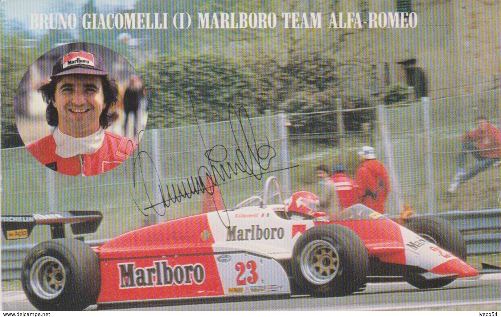 1980 - Bruno Giacomelli ( Italia ) - Team Marlboro Alfa Roméo  (signée ? ) - Grand Prix / F1