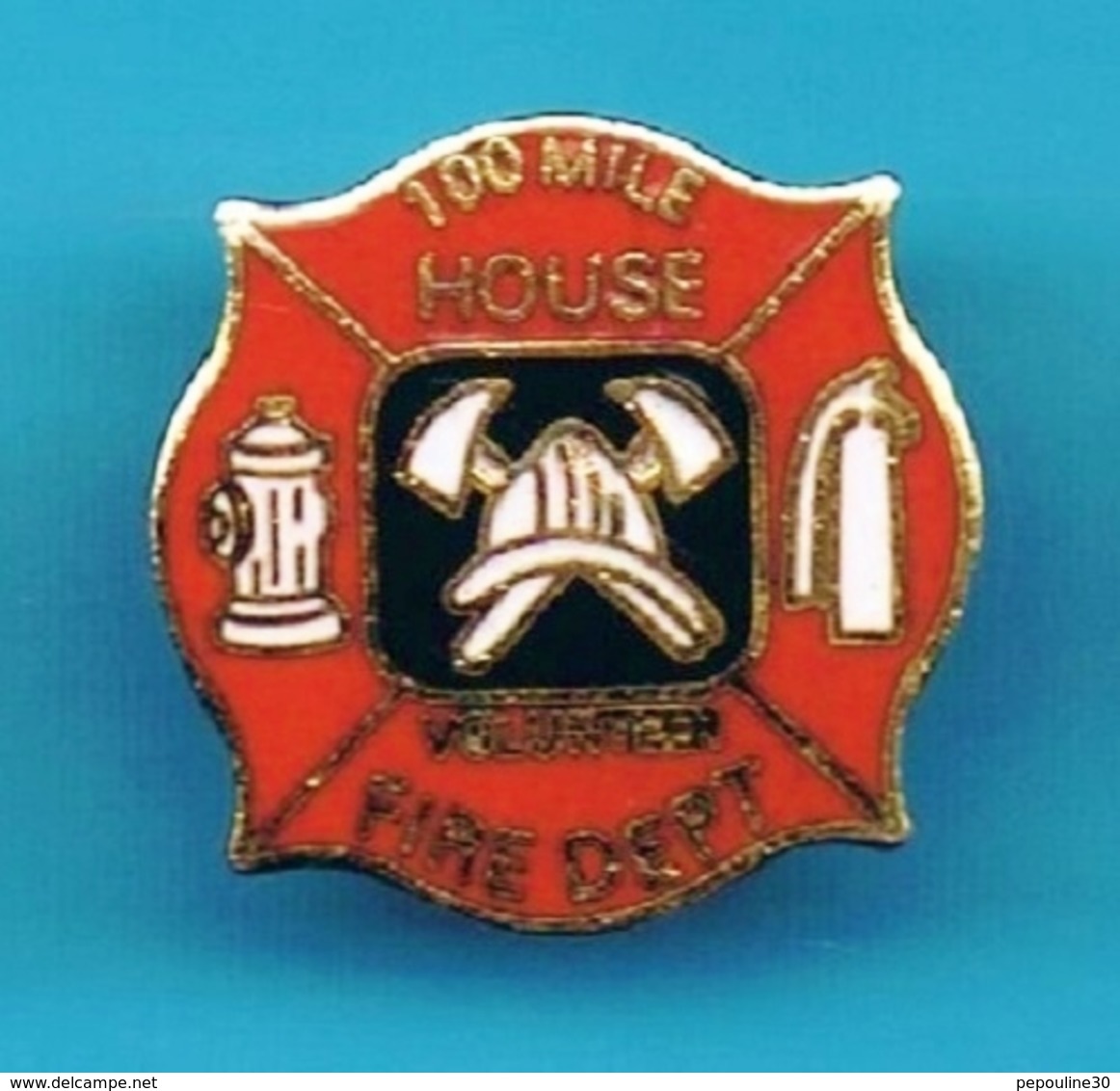 PIN'S //  ** 100 MILE / HOUSSE VOLUNTEER / FIRE DEPT ** . (Reiter) - Pompieri