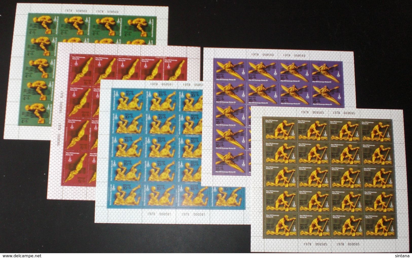 Sowjetunion/Russia 1978 Mi.4707-11 Olympische Spiele Moskau 5 KB /Sc.B 73-77 M/S Moscow Olympics 5 M/S Of 20 **/MNH - Unused Stamps