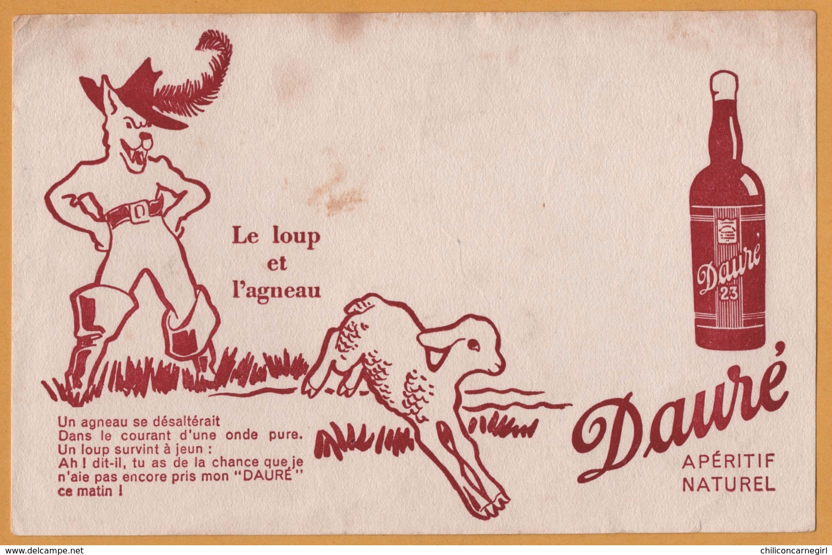 BUVARD - BLOTTING PAPER - Apéritif Dauré 23 - Apéritif Naturel - Le Loup Et L'Agneau - Liquor & Beer