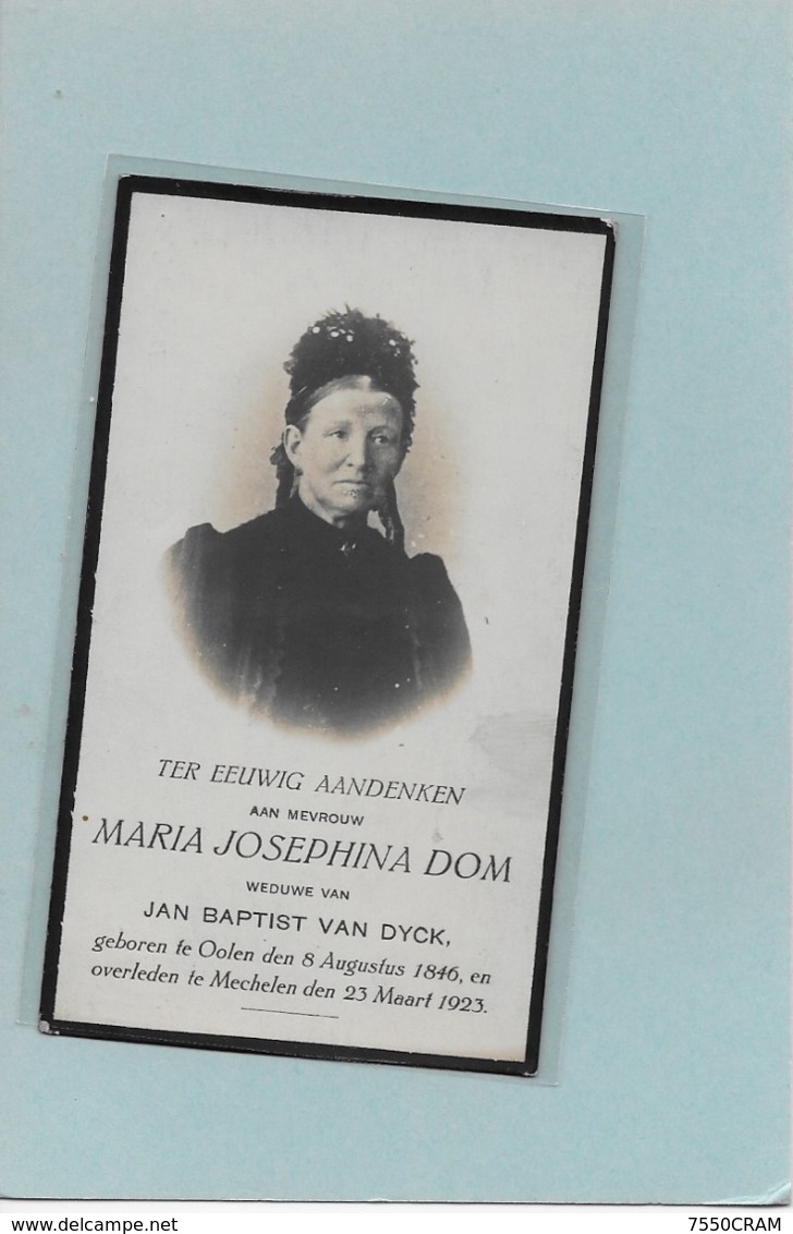 MARIA DOM-VAN DYCK:  MECHELEN-OOLEN-OLEN - Obituary Notices