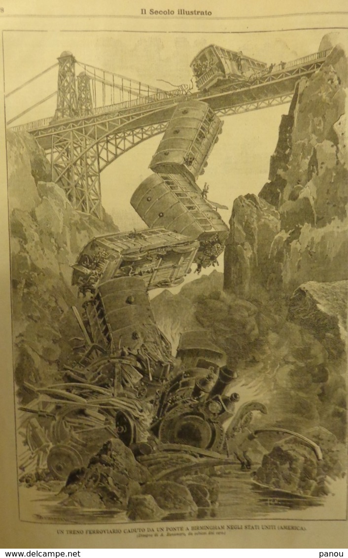 IL SECOLO ILLUSTRATO 1897 N 383. FIRENZE. TRENO  A BIRMINGHAM USA. TRAIN ACCIDENT. CROCE ROSSA ITALIANA. RED CROSS - Voor 1900