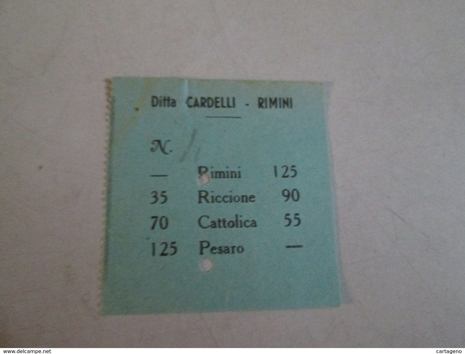 Biglietto Bus RIMINI-PESARO Ditta Cardelli -rimini  Anni 40/50 - Europa