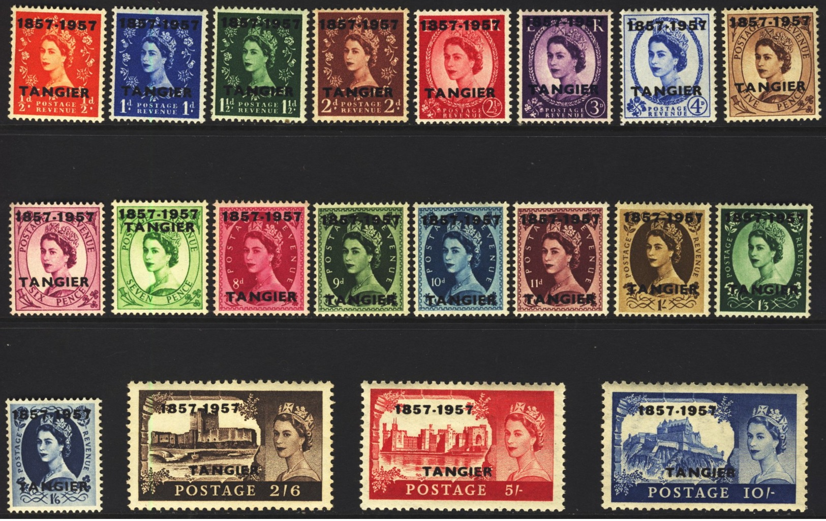 1957-(MLH=*) Morocco Agencies S.20v. British Stamps Surcharged 1857 1957 Tangier SG 323/42 (i Numeri 323 E 324 With Ligh - Morocco (offices)