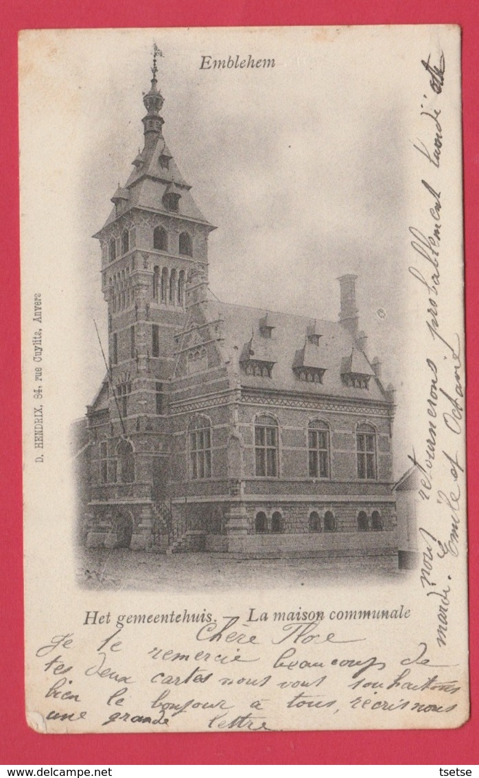 Emblehem - Het Gemeentehuis - 1902 ( Verso Zien ) - Ranst