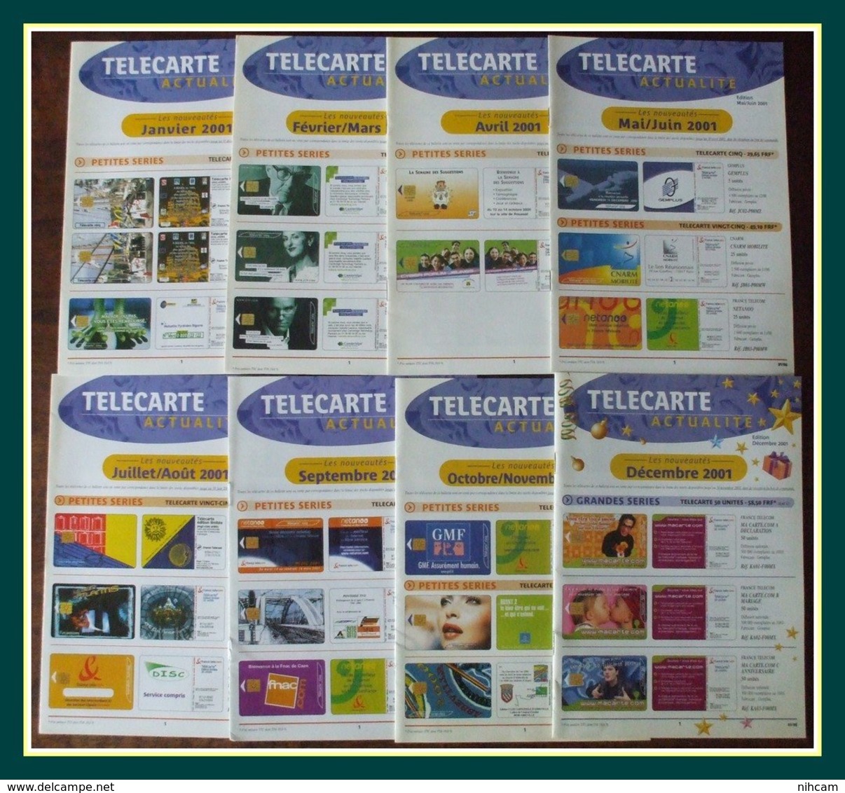 Lot 8 Télécarte Actualité BNVT France Telecom 2001 Janvier à Décembre - Lots - Collections