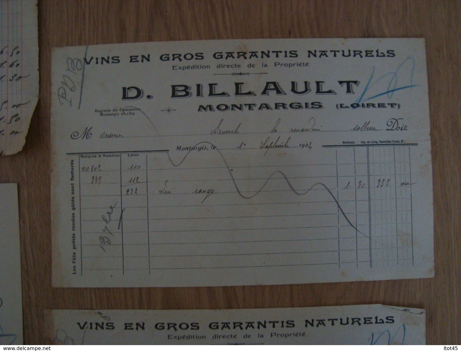 LOT DE 4 FACTURES DE MONTARGIS ERNEST LASNE F.IMBERT D.BILLAULT - 1900 – 1949