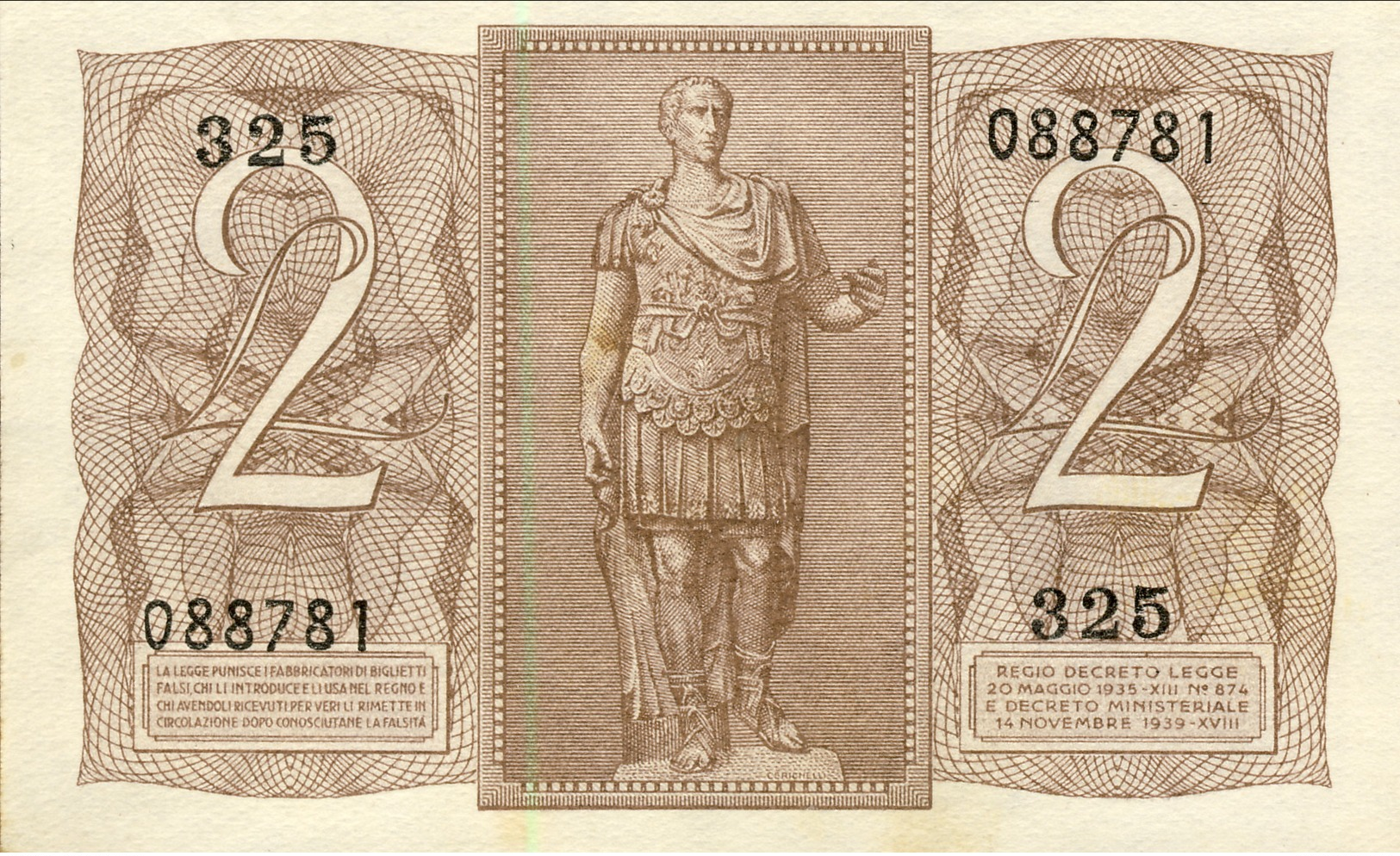 1939-Lire 2 Imperiale Vittorio Emanuele III Regio Decreto Del 14 Novembre Qualita' FDS - Italia – 1 Lira