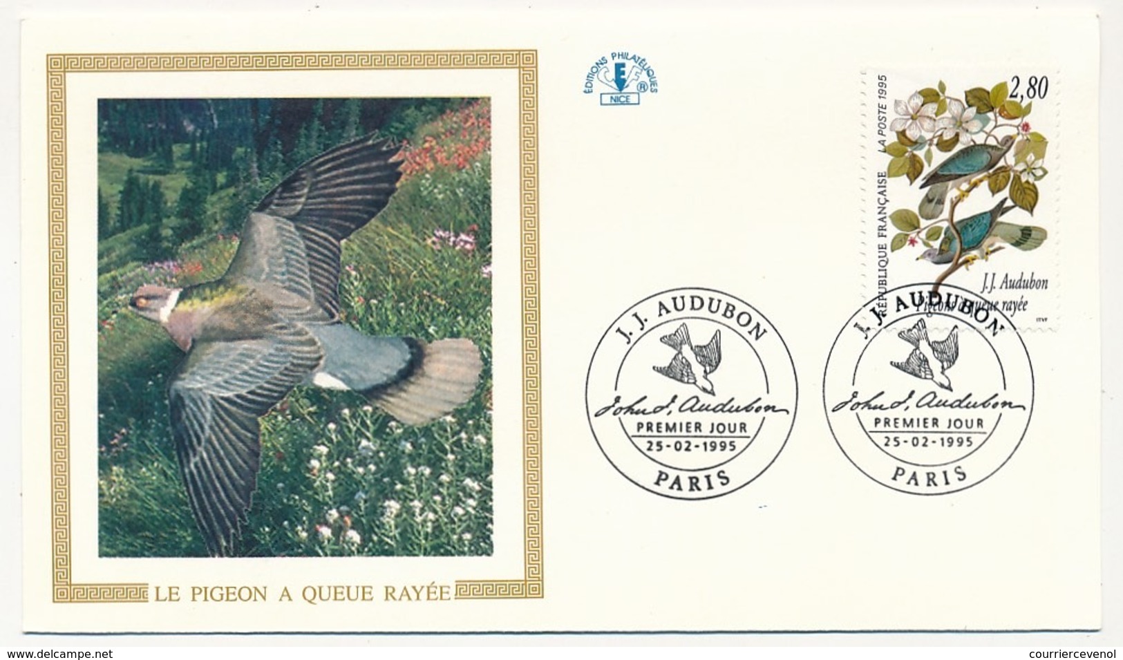 FRANCE => 4 Enveloppes FDC - OISEAUX - J.J.AUBUDON - Paris 25.02.1995 - 1990-1999