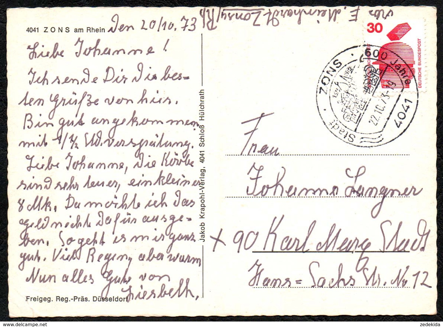 C0010 - Zons Dormagen - Luftbild Luftaufnahme - Jakob Krapohl - Sonderstempel - Dormagen