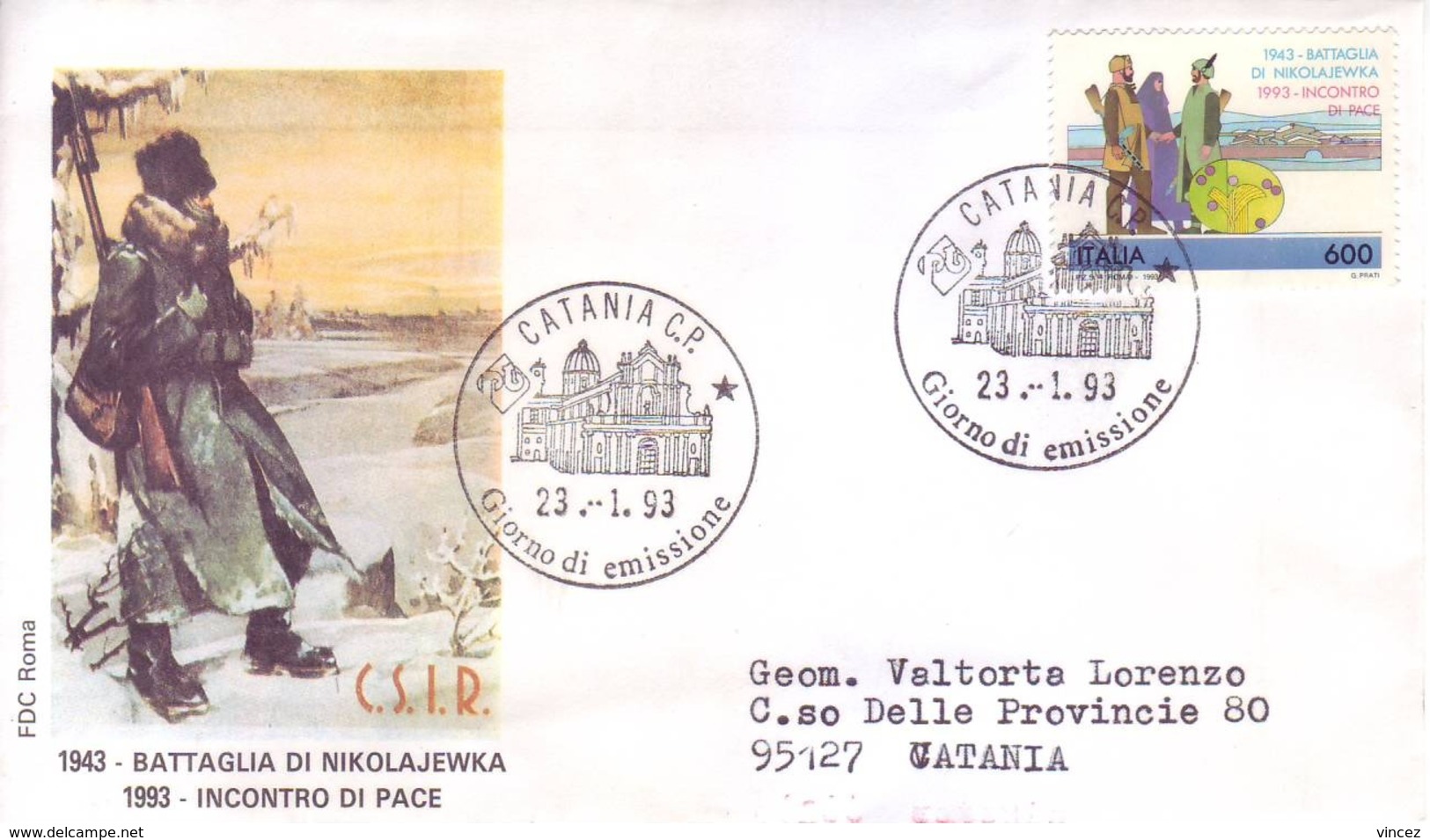 Italia 1993 - FDC Incontro Di Pace - FDC