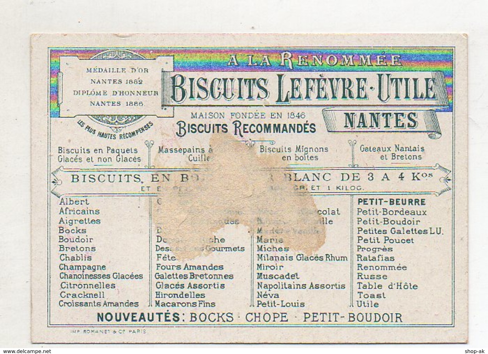 Y14446/ Biscuits Lefevre Altes Kaufmannsbild  Kekse Litho  - Sonstige & Ohne Zuordnung