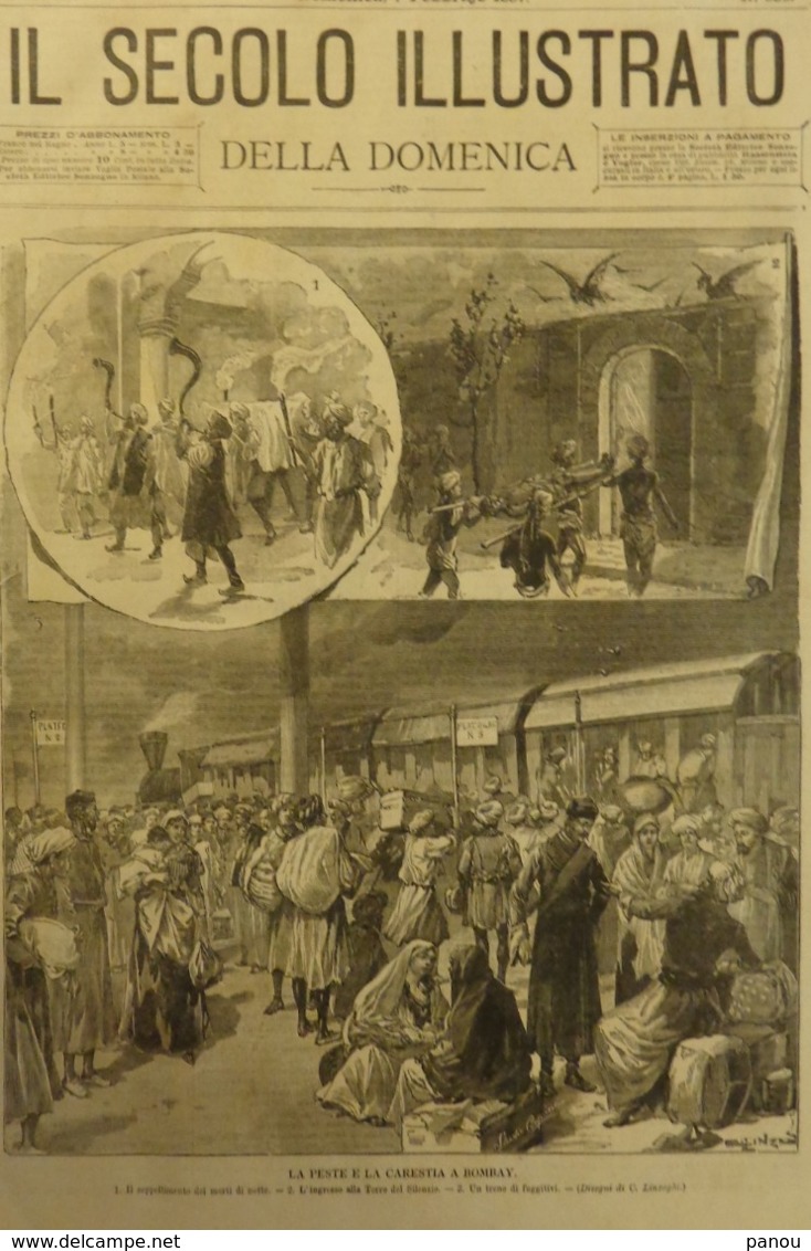 IL SECOLO ILLUSTRATO 1897 N 385 BOMBAY INDIA. TRENO DI FUGGITIVI. TRAIN OF FUGITIVES. AFRICA (Keren, Agordat, Cassala) - Voor 1900