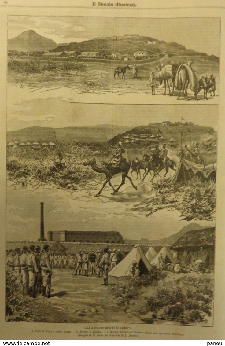 IL SECOLO ILLUSTRATO 1897 N 385 BOMBAY INDIA. TRENO DI FUGGITIVI. TRAIN OF FUGITIVES. AFRICA (Keren, Agordat, Cassala) - Voor 1900