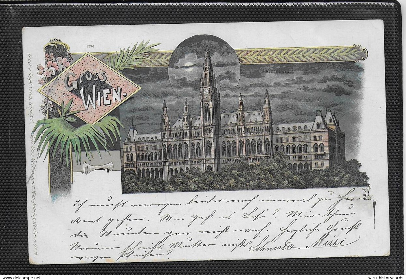 AK 0366  Gruss Aus Wien - Rathaus / Lithographie Um 1902 - Wien Mitte