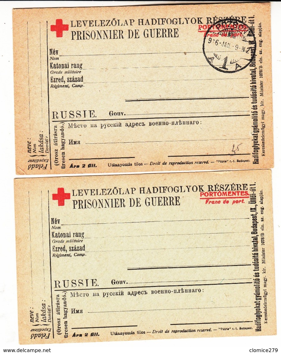 Russie   Lot De 2 Cartes Croix  Rouge  Guerre 1914/18 - Colecciones