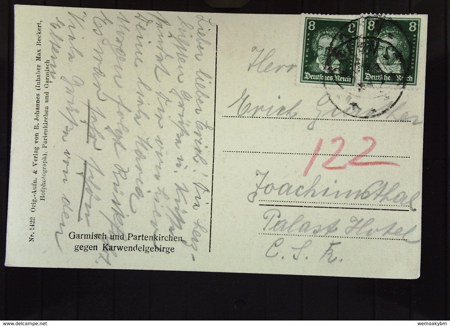 DR Bis 32: Ansichtskarte Mit 8 Pf Beethoven Nach Der CSR Ansicht: Garmisch Und Patenkirchen Knr: 389 (2) - Briefe U. Dokumente