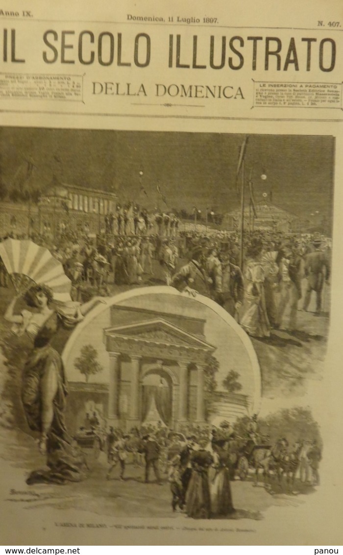 IL SECOLO ILLUSTRATO 1897. N 407. L' ARENA DI MILANO. IL MERCATO A ROMA. ​​​​​​​UN COLPO DI VENTO - Voor 1900