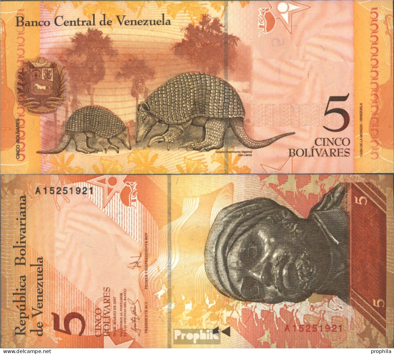 Venezuela Pick-Nr: 89a Bankfrisch 2007 5 Bolivares - Venezuela