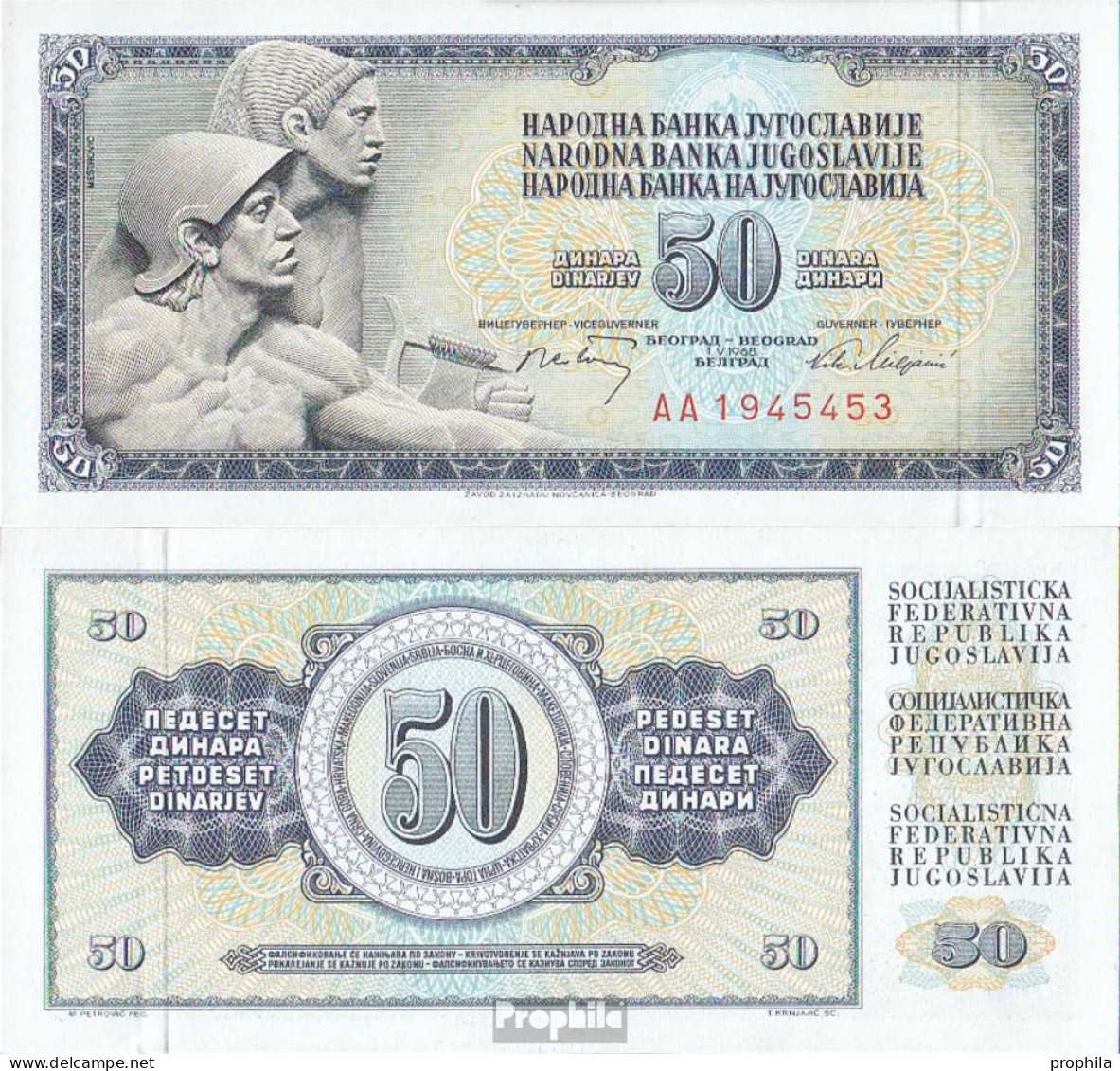 Jugoslawien Pick-Nr: 83c Bankfrisch 1968 50 Dinara - Jugoslawien