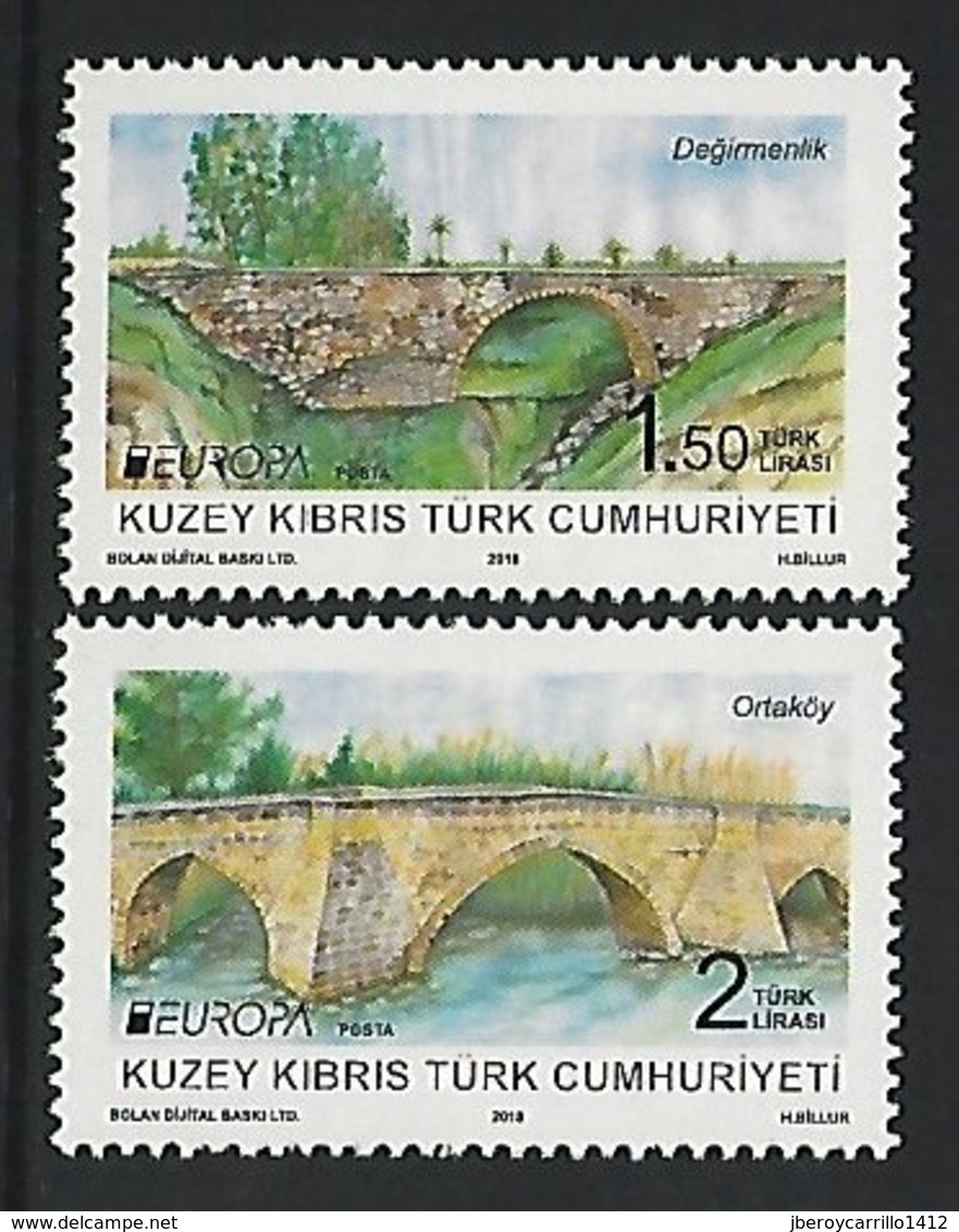 CHIPRE TURCO/ TURKISH CYPRUS/ TÜRKISH-ZYPERN - EUROPA 2018 -"PUENTES.-BRIDGES -BRÜCKEN -PONTS" - SERIE 2 V. - 2018