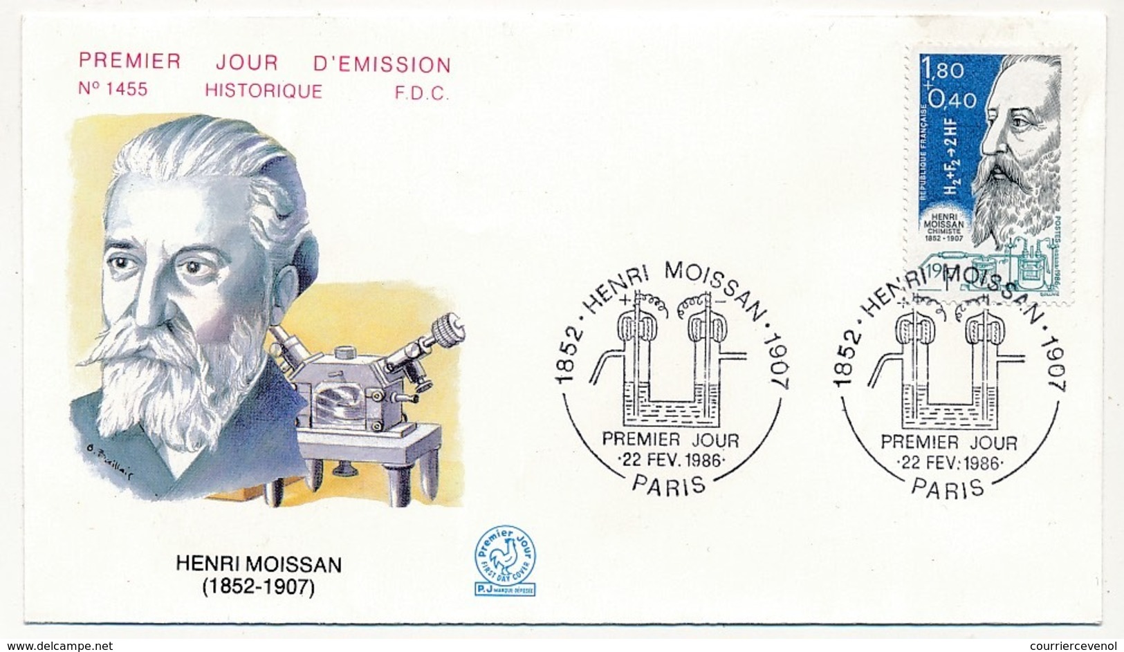 FRANCE => 6 Enveloppes FDC - Série Personnages Célèbres 1986 - Moissan, Arago, Fabre (2 Cachets)... - 1980-1989