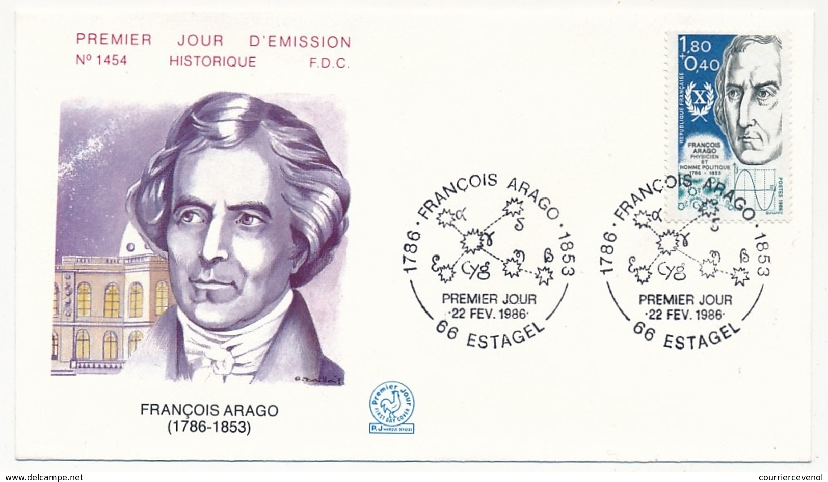 FRANCE => 6 Enveloppes FDC - Série Personnages Célèbres 1986 - Moissan, Arago, Fabre (2 Cachets)... - 1980-1989