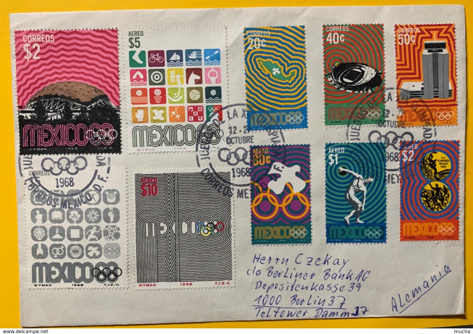 9207 - Série Sur Lettre Circulée De Mexico Pour Berlin - Ete 1968: Mexico