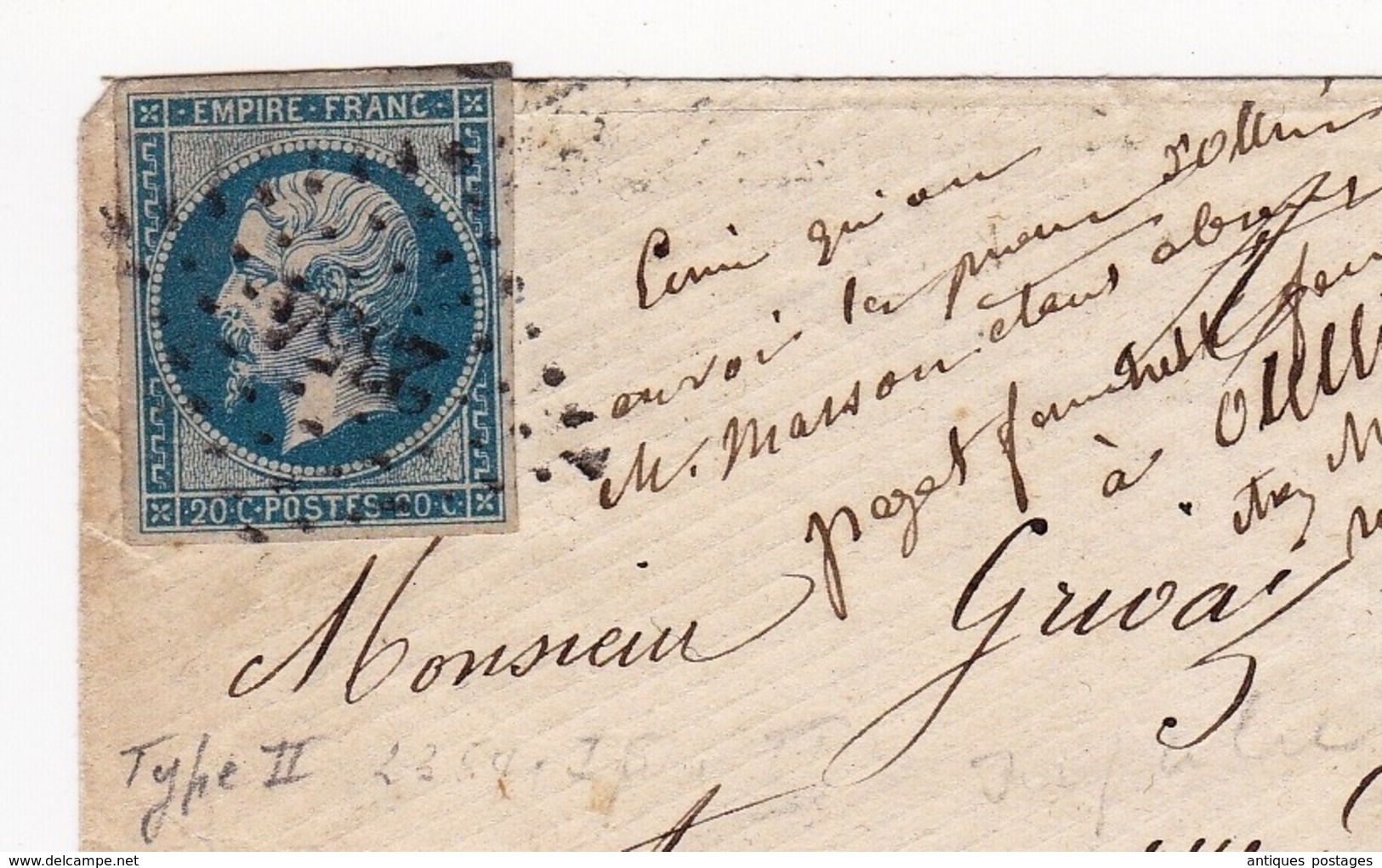 Lettre 1861 Oullins Rhône Anneçy Haute Savoie - 1853-1860 Napoléon III.
