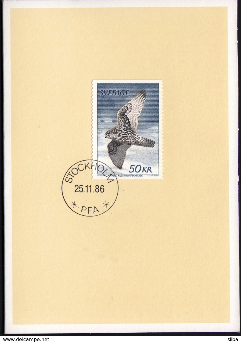 Sweden Stockholm 1986 / Bird Falcon, Gyrfalcon 1981 / Christmas Folder Card - Aquile & Rapaci Diurni