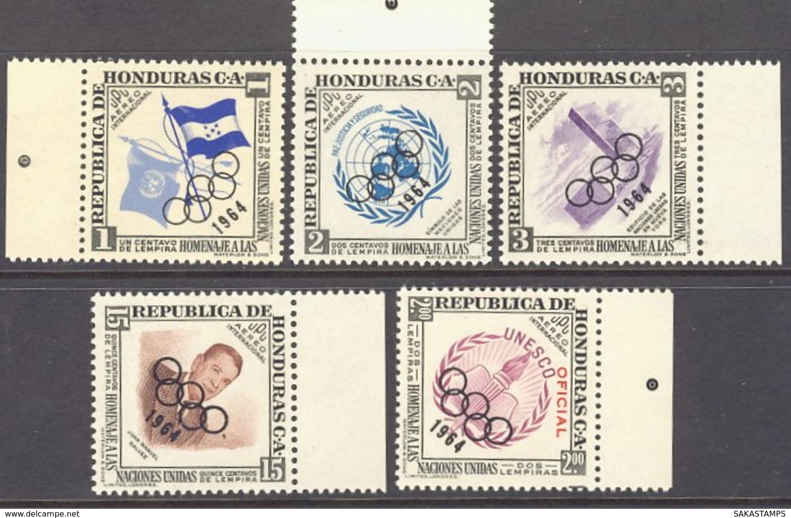 1964-(MNH=**) Honduras S.5v." Olimpiadi Di Tokyo" - Estate 1964: Tokio