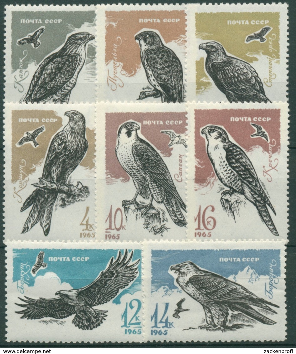 Sowjetunion 1965 Greifvögel: Falken, Adler, Bussard, Milan 3146/53 Postfrisch - Unused Stamps