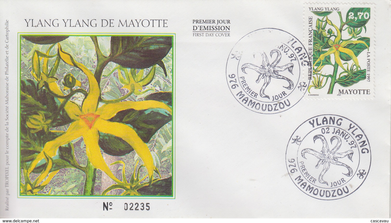 Enveloppe  FDC  1er Jour    MAYOTTE   Fleur  D' Ylang  Ylang     MAMOUDZOU   1997 - Sonstige & Ohne Zuordnung