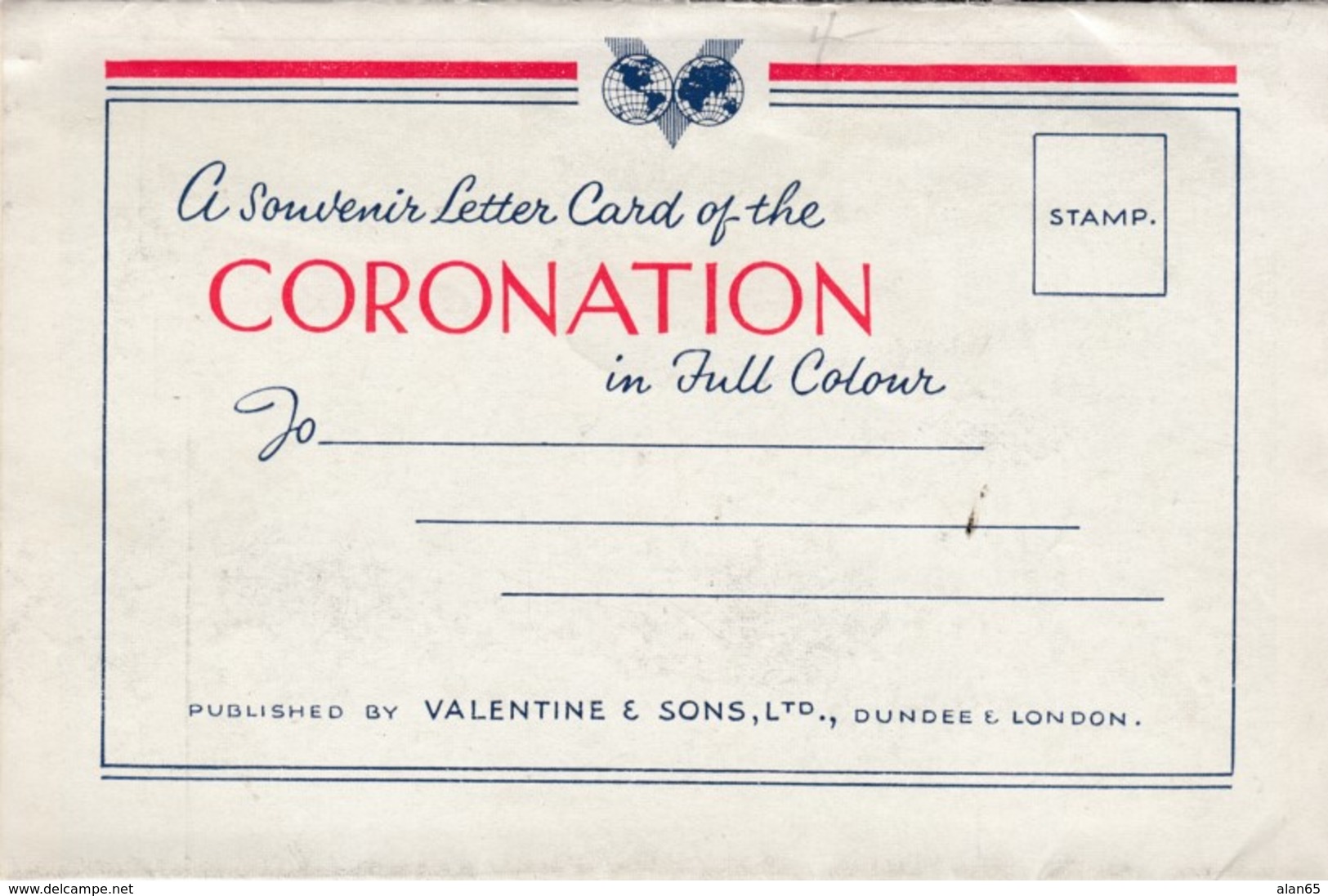 Queen Elizabeth II Coronation Souvenir Letter Card C1950s Vintage Postcard - Familles Royales