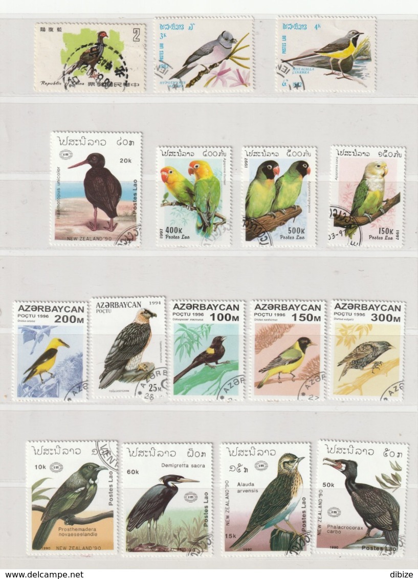 Oiseaux. 42 Timbres. Chine. Laos. Azebaidjan. Oblitérés. - Pauwen