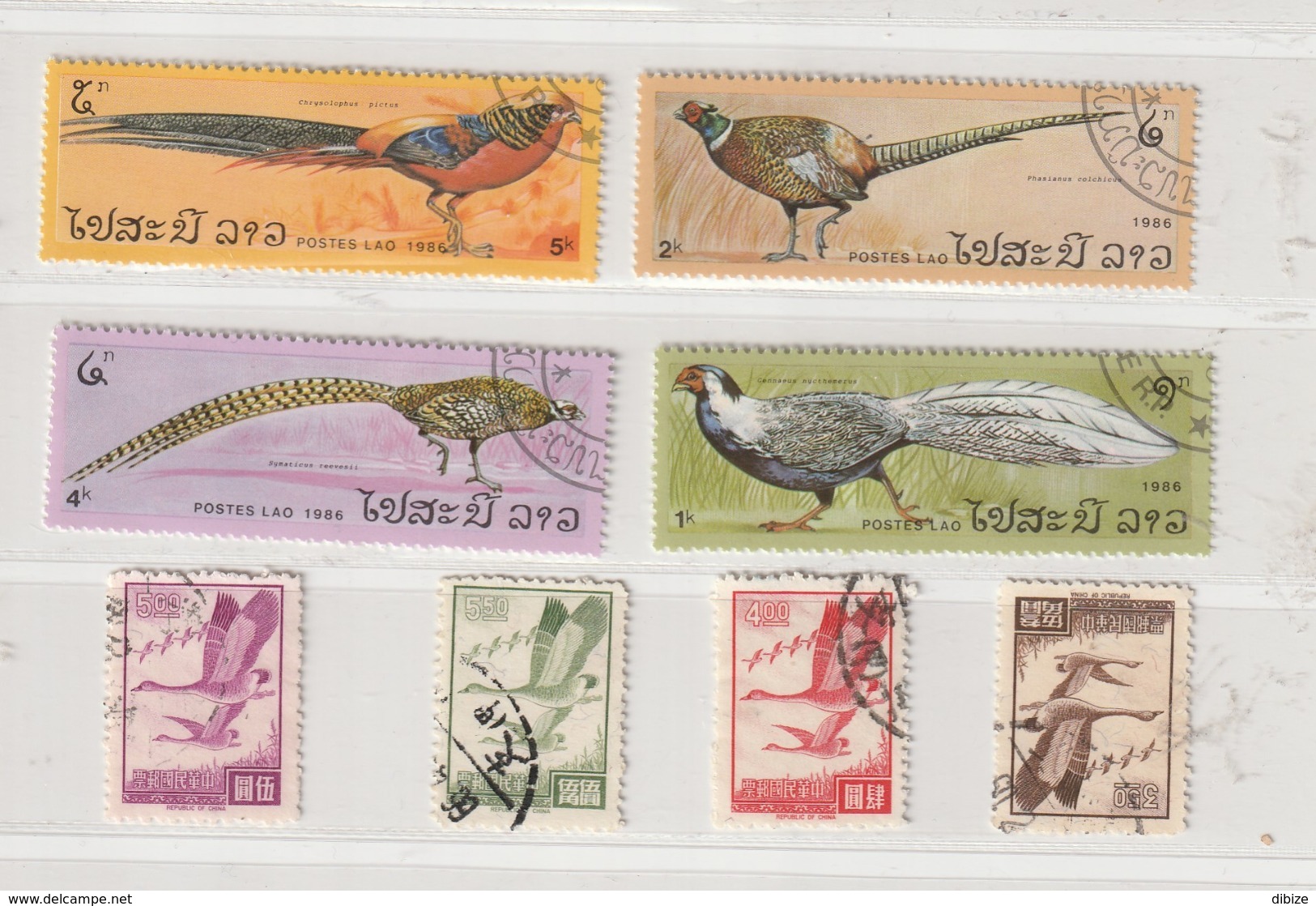 Oiseaux. 42 Timbres. Chine. Laos. Azebaidjan. Oblitérés. - Paons