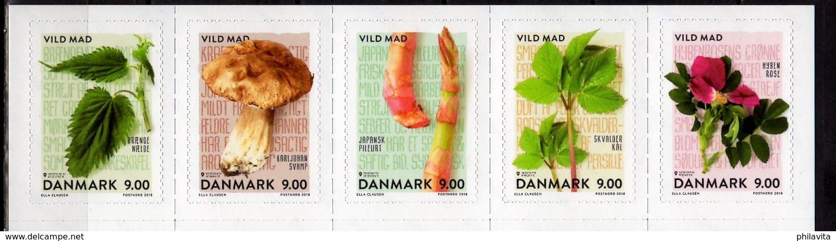 2018 Denmark - Food Of Forest - Set Of 5 V From Booklet - MNH** - Nuovi