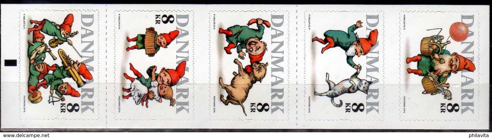 2016 Denmark - Pixie Dwarfs Zwerge Christmas Booklet S.adhesive - MNH** Fairy Tales, Cats, Dogs, Dance MiNr. 1904 /1908 - Nuovi