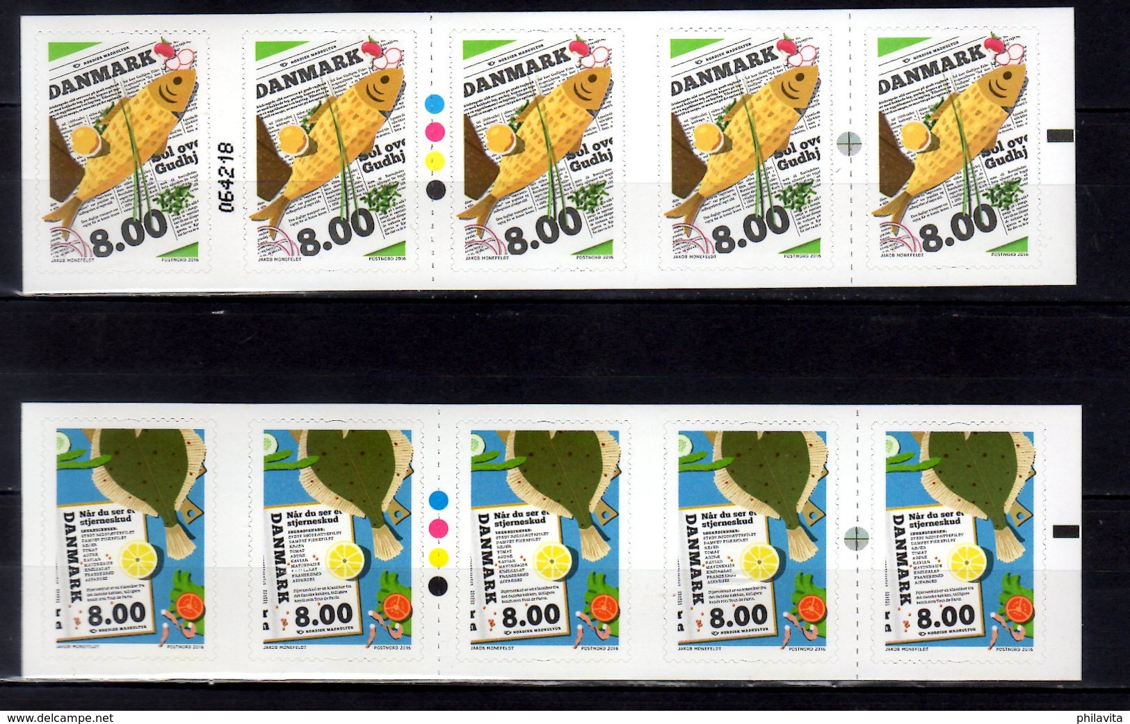 2016 Denmark - Norden 2016 Food Of The North - 2 Booklets (one With Number) MNH** MiNr. 1867 - 1868 Fish - Unused Stamps