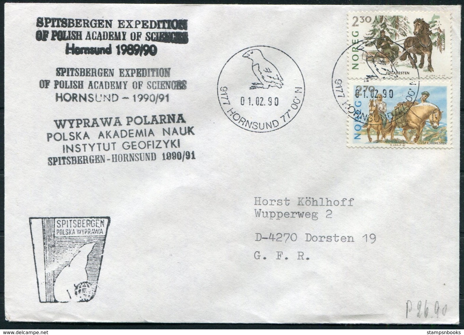 1990 Norway Spitsbergen Hornsund Arctic Polish Expedition Polar Bear Cover - Covers & Documents