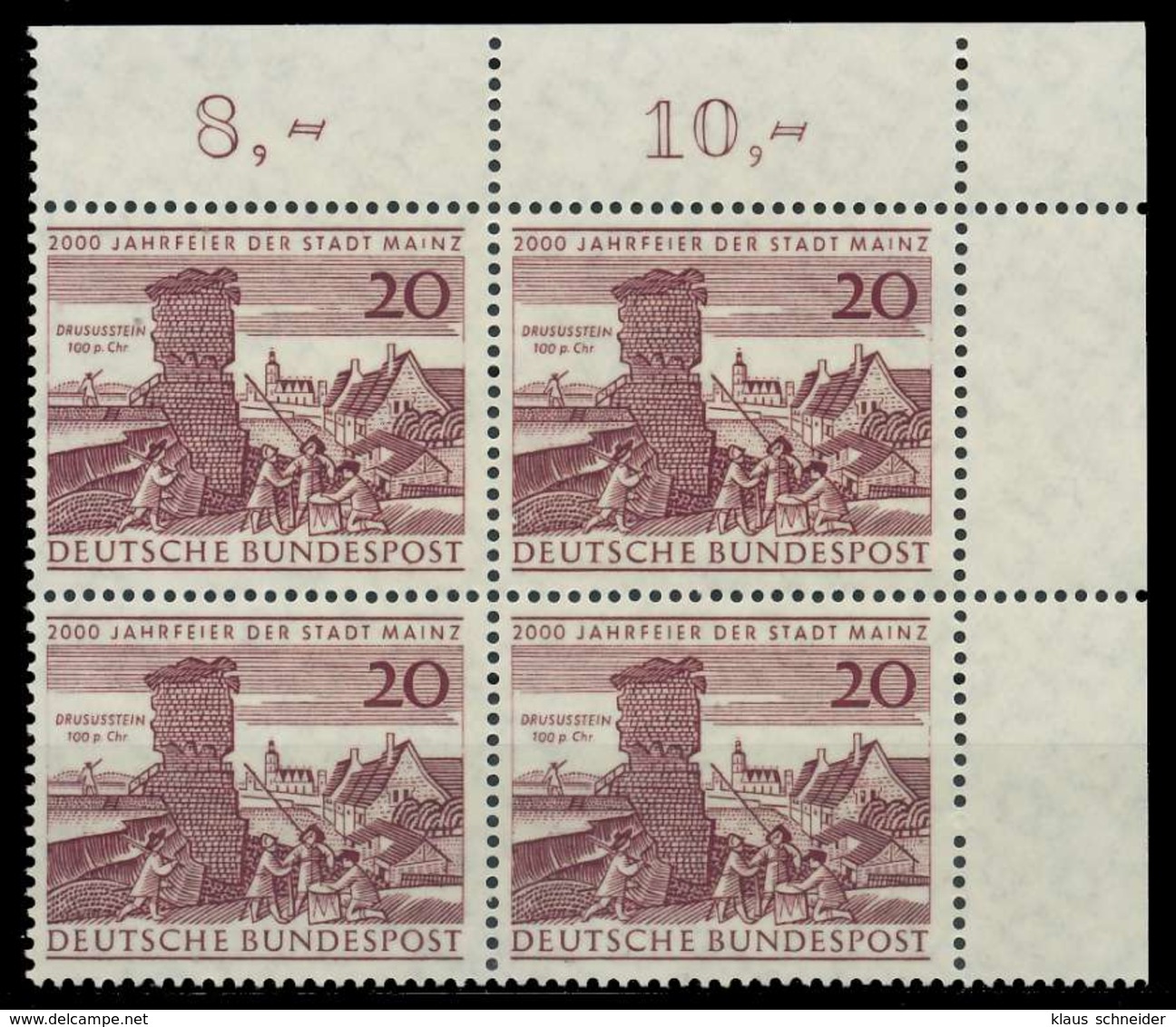 BRD 1962 Nr 375 Postfrisch VIERERBLOCK ECKE-ORE X9068D6 - Ungebraucht