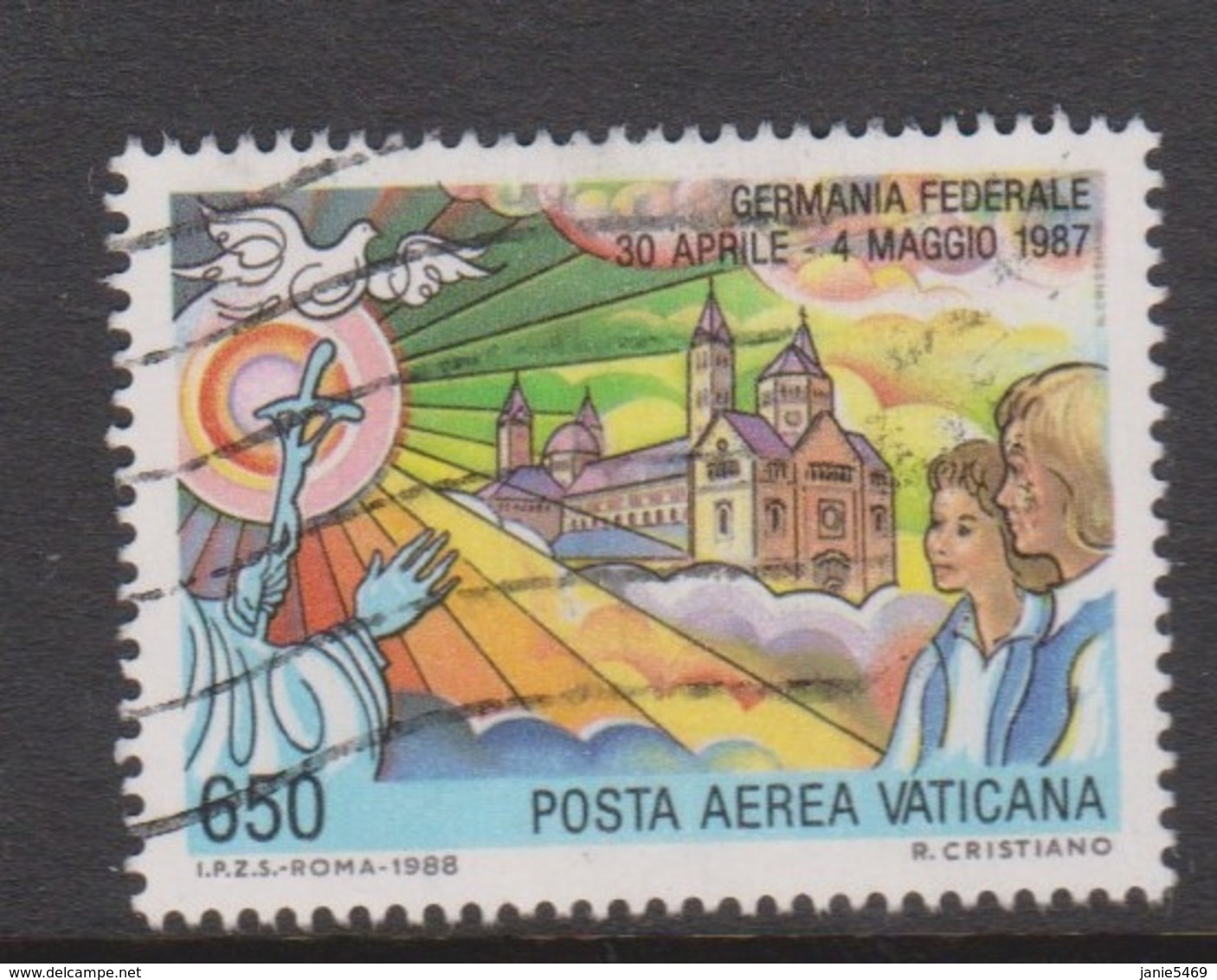 Vatican City AP 86 1988 Pope Travels During 1989  .650 Lire ,used - Used Stamps