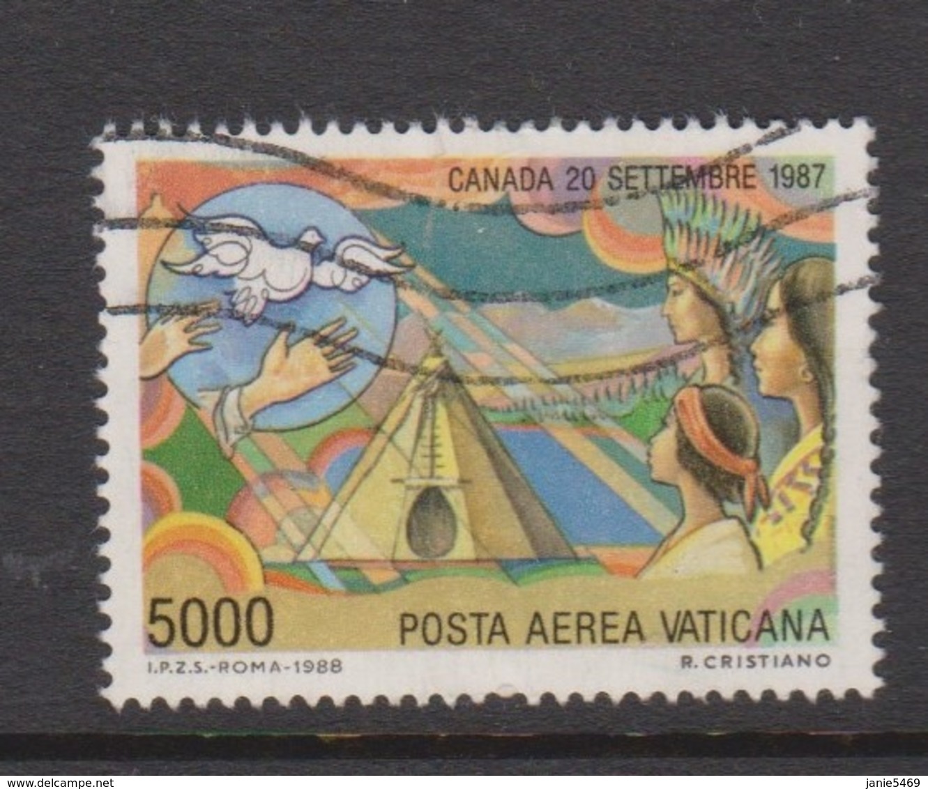 Vatican City AP 89 1988 Pope Travels During 1989  .5000 Lire ,used - Used Stamps